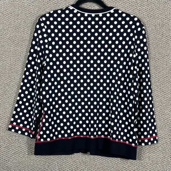 Gerry Weber Cardigan Sweater Womens Size 10 Blue Polka‎ Dots Snap Front Pockets - Picture 4 of 11